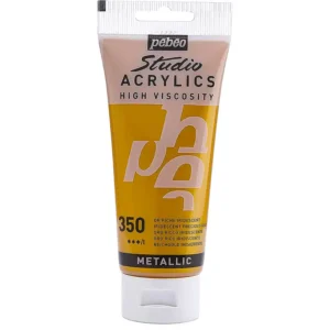 رنگ اکریلیک پ ب او مدل PEBEO STUDIO رنگ METALLIC PRECIOUS GOLD کد 350 حجم  100ML