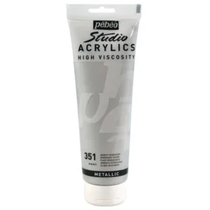 رنگ اکریلیک پ ب او مدل PEBEO STUDIO رنگ METALLIC SILVER کد 351 حجم  100ML