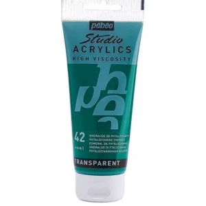 رنگ اکریلیک پ ب او مدل PEBEO STUDIO رنگ PHTHALOCYANINE EMERALD کد 42 حجم  100ML