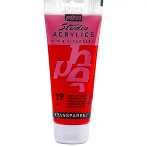رنگ اکریلیک پ ب او مدل PEBEO STUDIO رنگ TRANSPARENT VERMILON کد 19 حجم  100ML