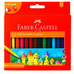 مدادشمعی 12 رنگ فابر کاستل مدل GRIP ERASABLE