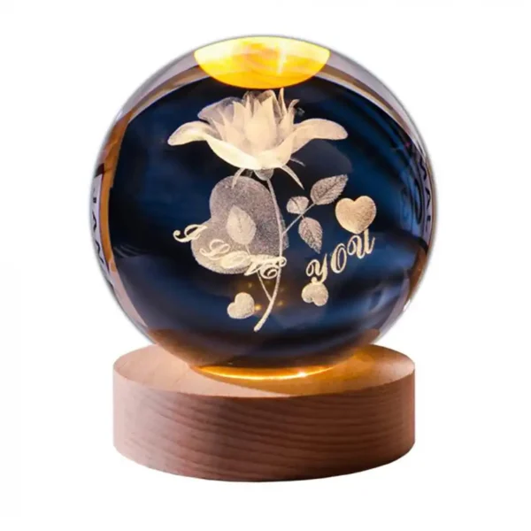 Flower pattern illuminated crystal ball