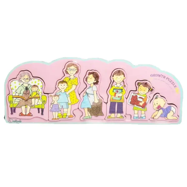 Wooden puzzle of the village model of the child's growth stages