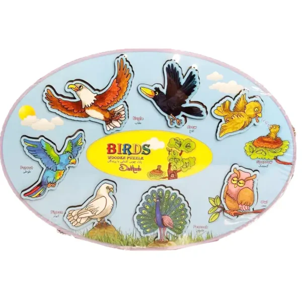 Wooden puzzle of the village of birds
