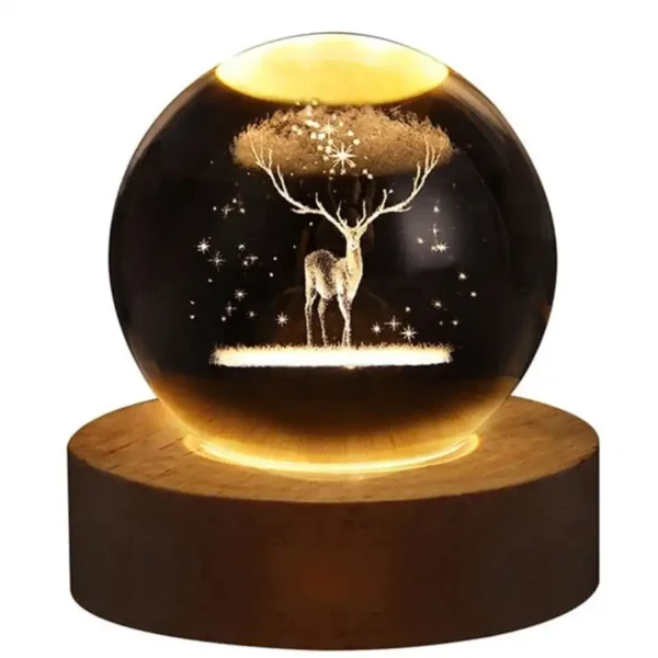 Illuminated deer design crystal ball