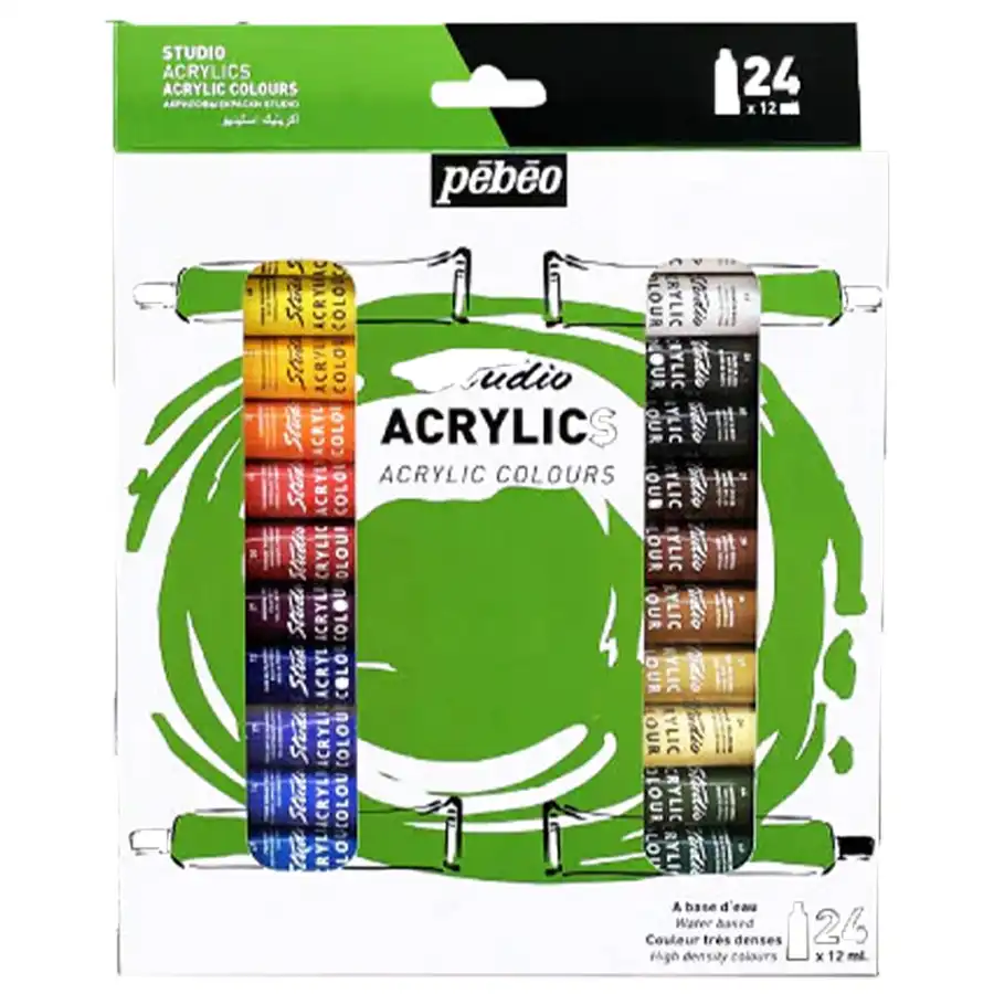 رنگ اکریلیک پ ب او بسته 24 عددی حجم 12ML