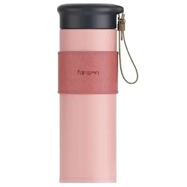 Fenson travel mug, straw model, pink color, volume 330 liters