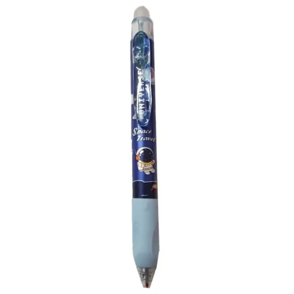 Fantasy blue pen with eraser, astronaut design