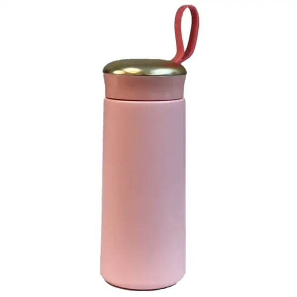 Fashion flask, golden lid, pink, 370 ml