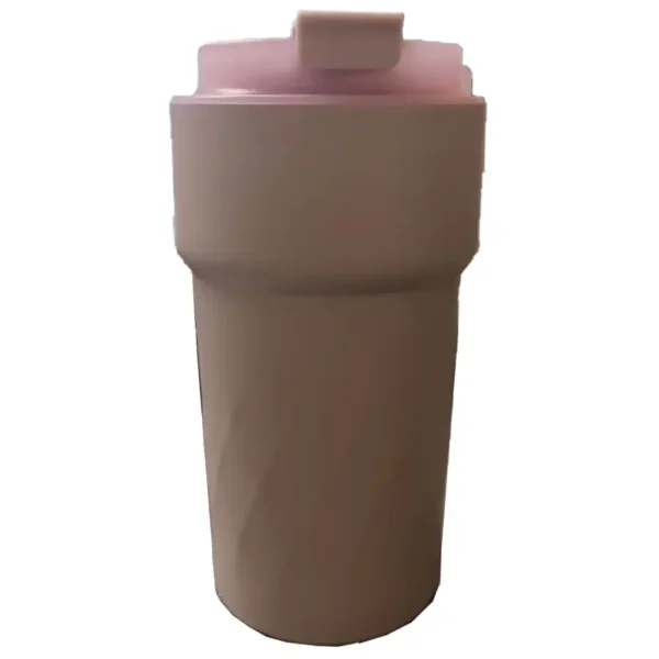 Travel coffee mug with strap, lilac color, volume 450 ml