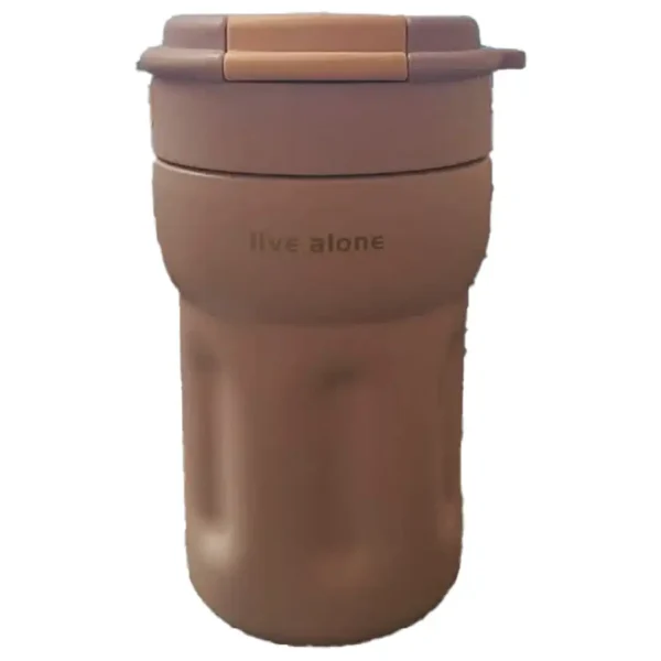Live alone travel mug, bear model, lilac color, volume 400 ml