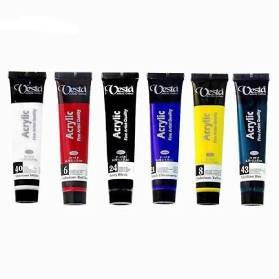رنگ اکریلیک وستا بسته 6 رنگ حجم 21ML 