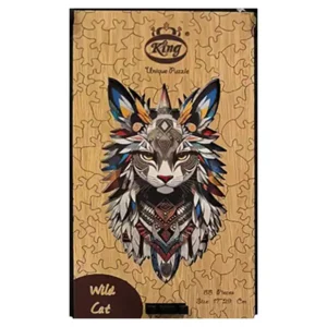 پازل چوبی کینگ طرح گربه وحشی سایز A4