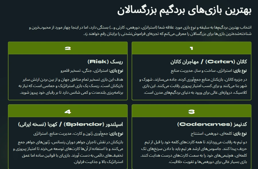 بهترین بازی های بردگیم بزرگسال