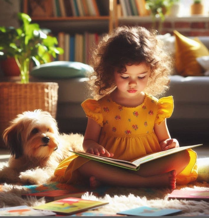 یک دختربچه ذرحال خواندن کتاب