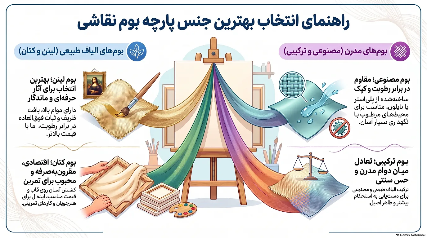 راهنمای انتخاب بهترین جنس پارچه بوم نقاشی