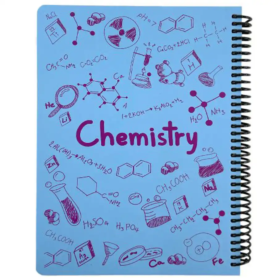 100-sheet dot note homework notebook, chemistry formula model, blue color