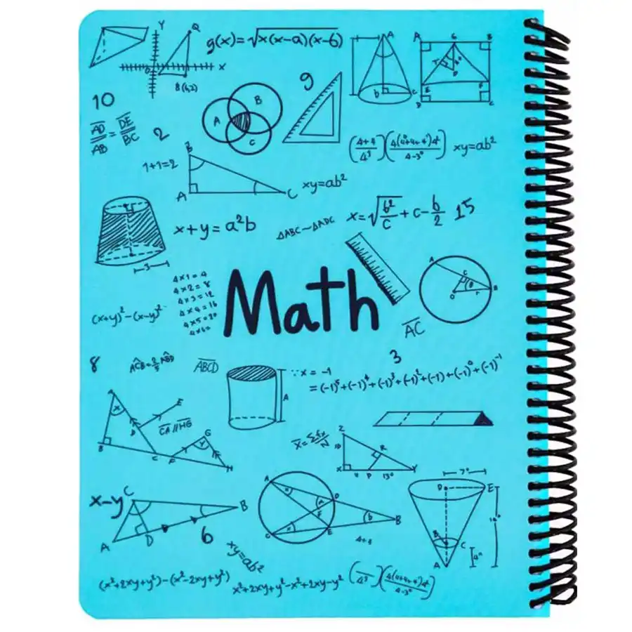 100-page dot-based math formula notebook, blue and navy blue