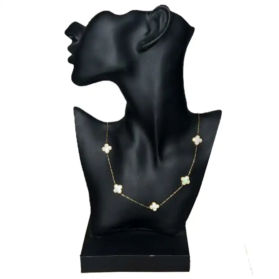 White flower design steel necklace