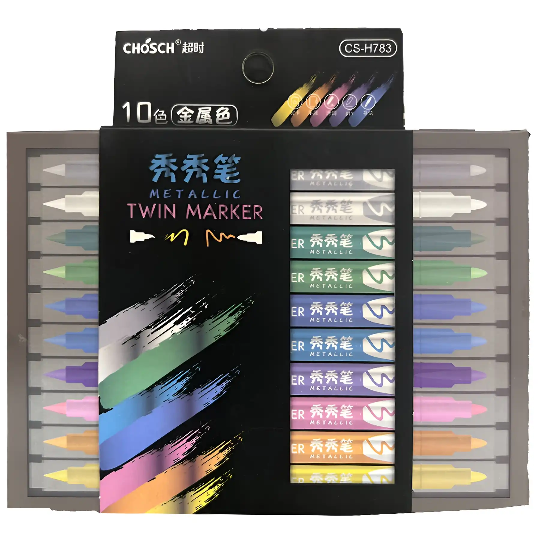 chosch-10-color-coloring-marker-metallic-model
