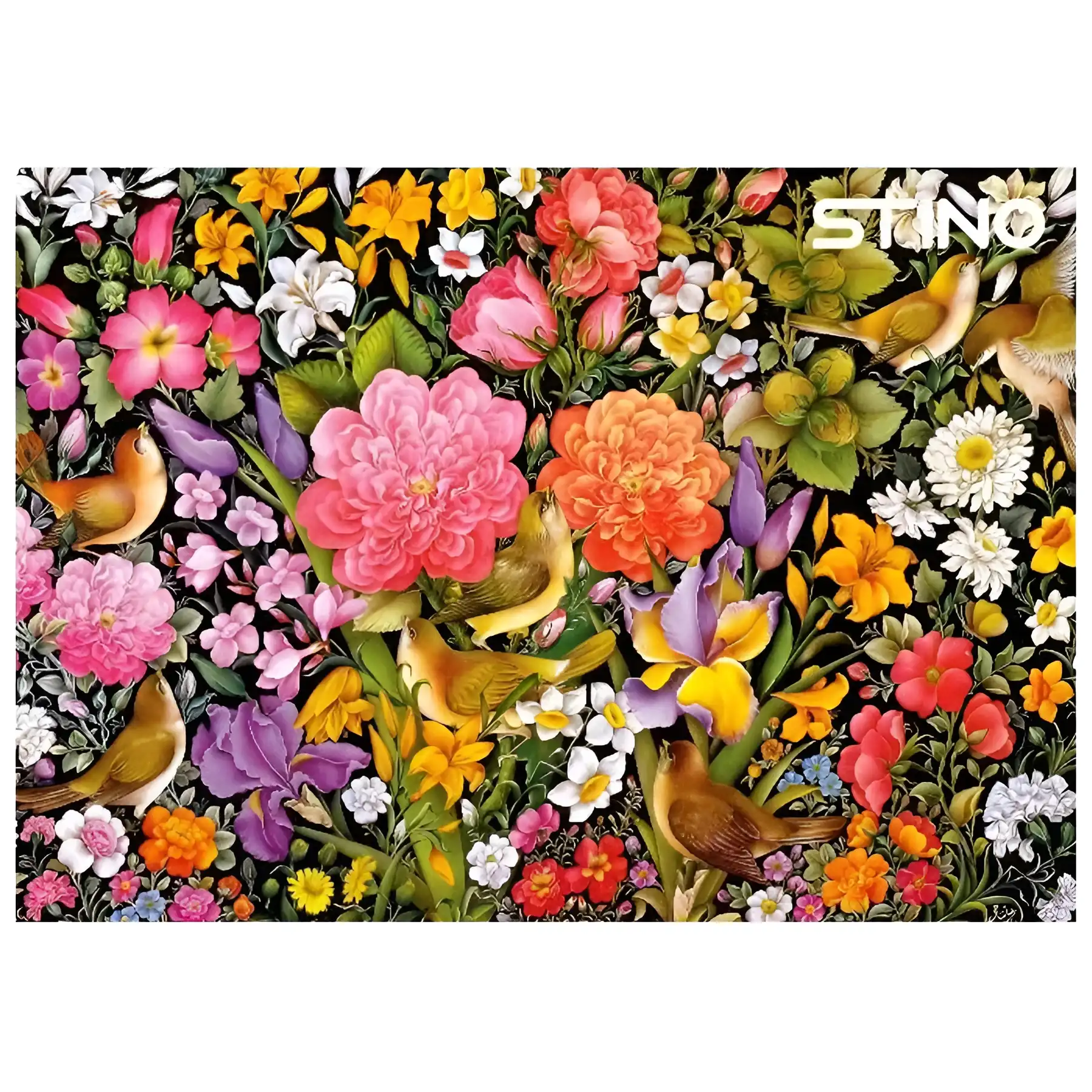 500-piece glass puzzle, Stino, flower and chicken design, 30101