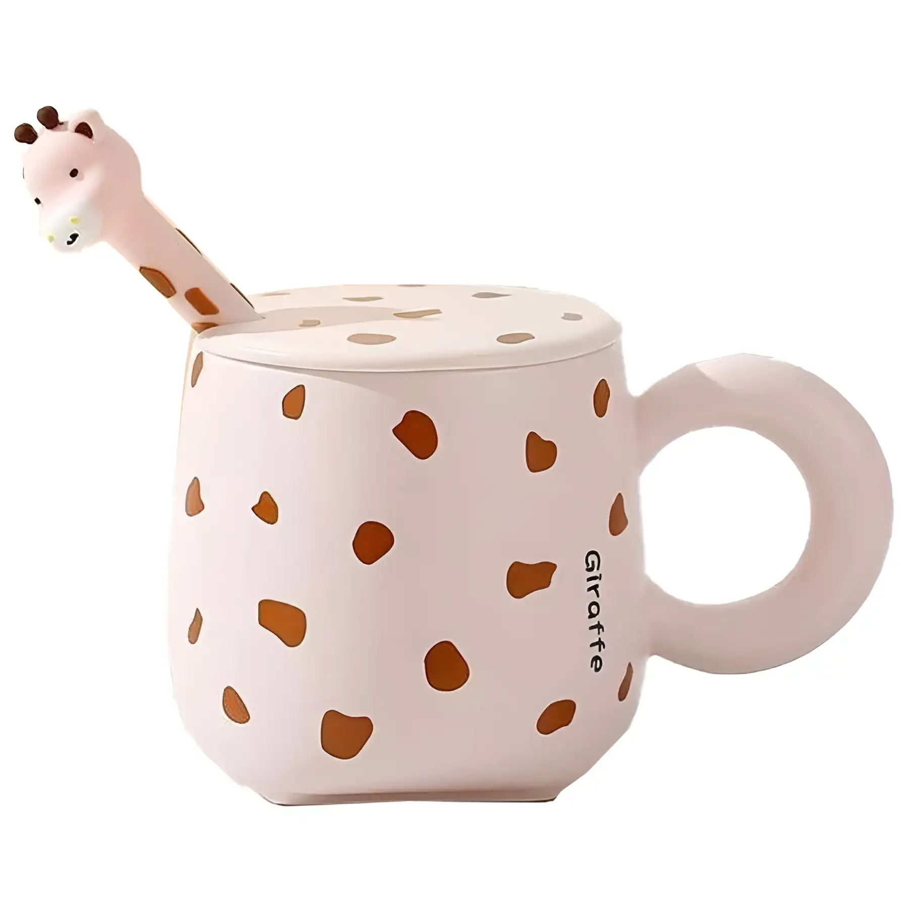 Pink giraffe ceramic mug