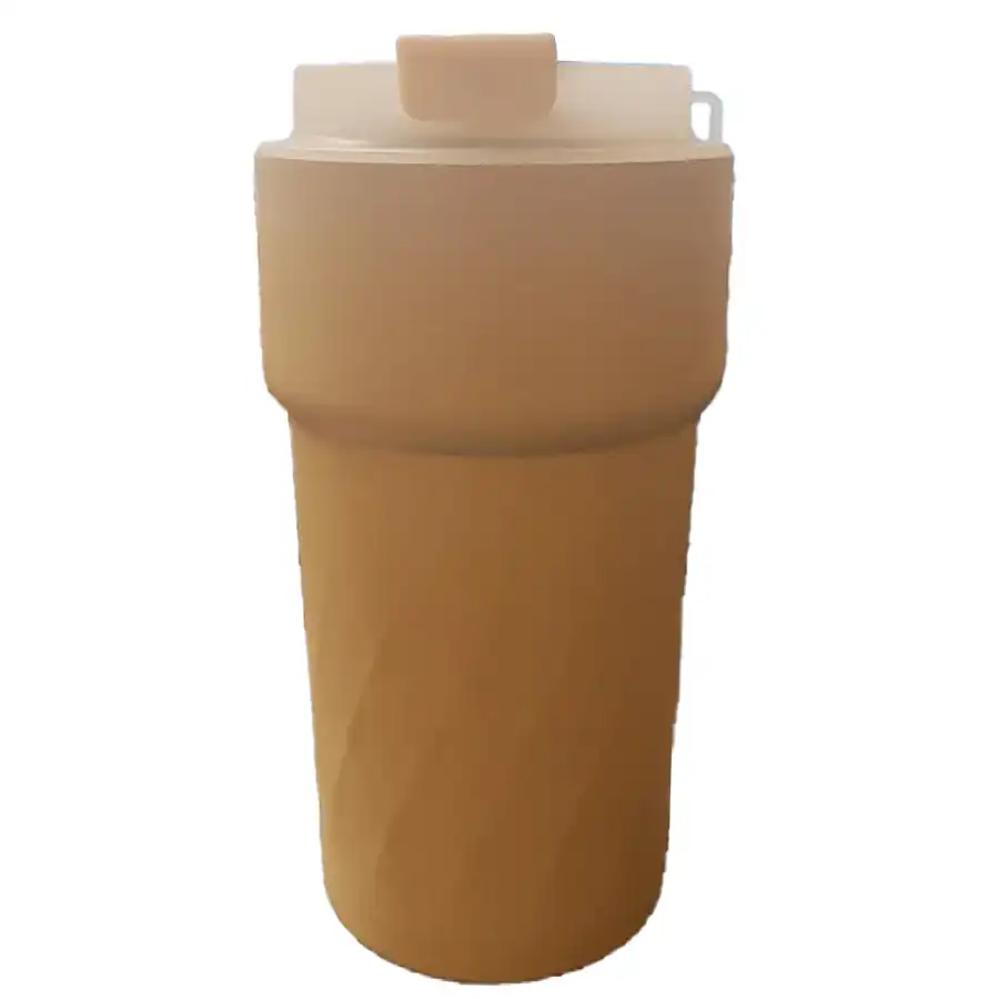 Travel coffee mug with strap