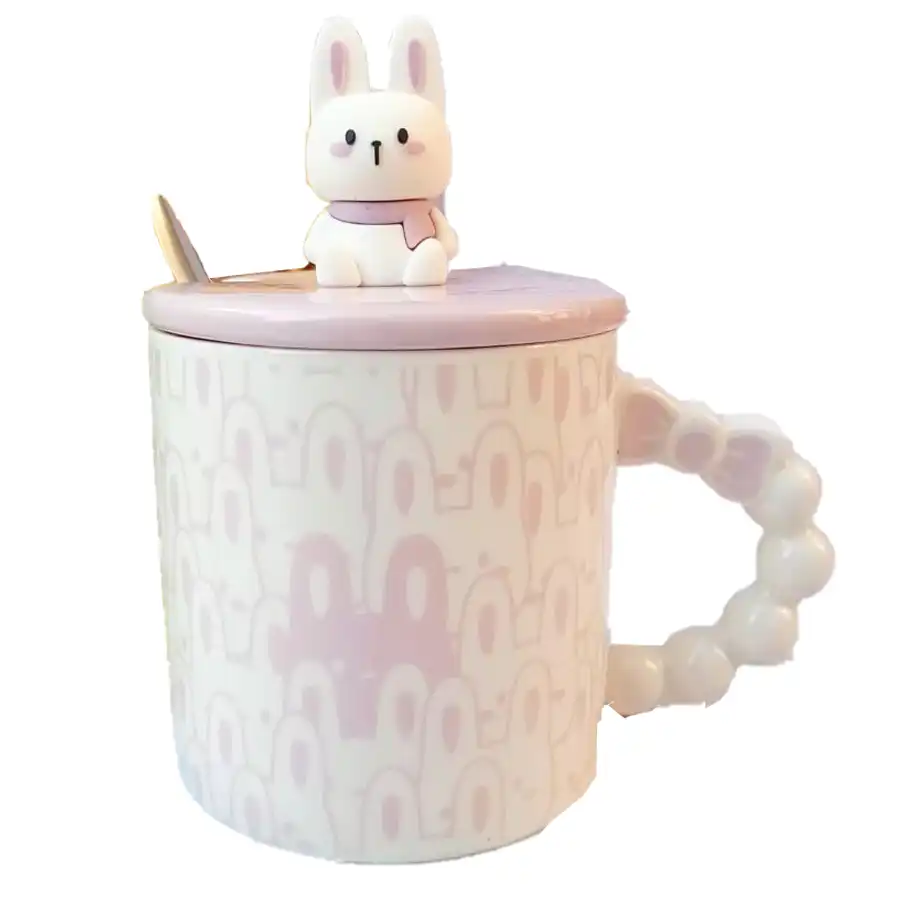 Lilac-colored rabbit ceramic mug