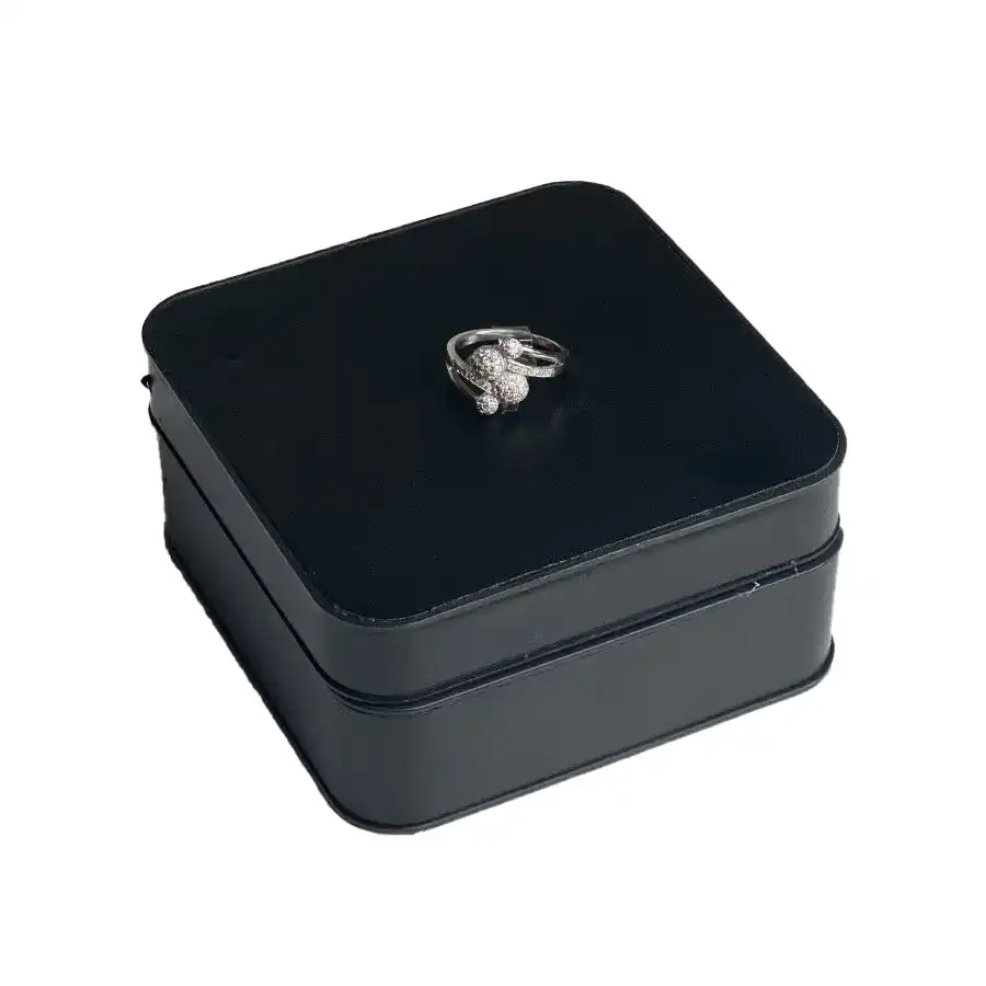 Stainless steel ring with jeweled ball pattern