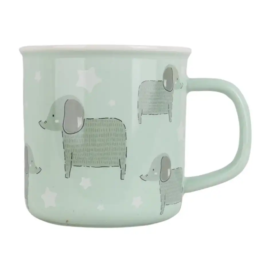 Green animal pattern ceramic mug