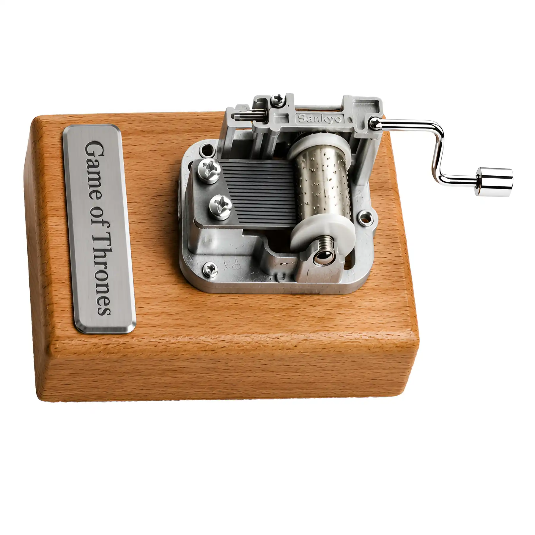 Simple silver handle musical box with Game Of Thrones melody