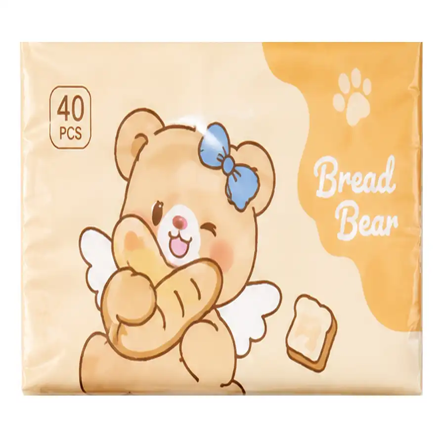 Orange bear-pattern pocket tissues