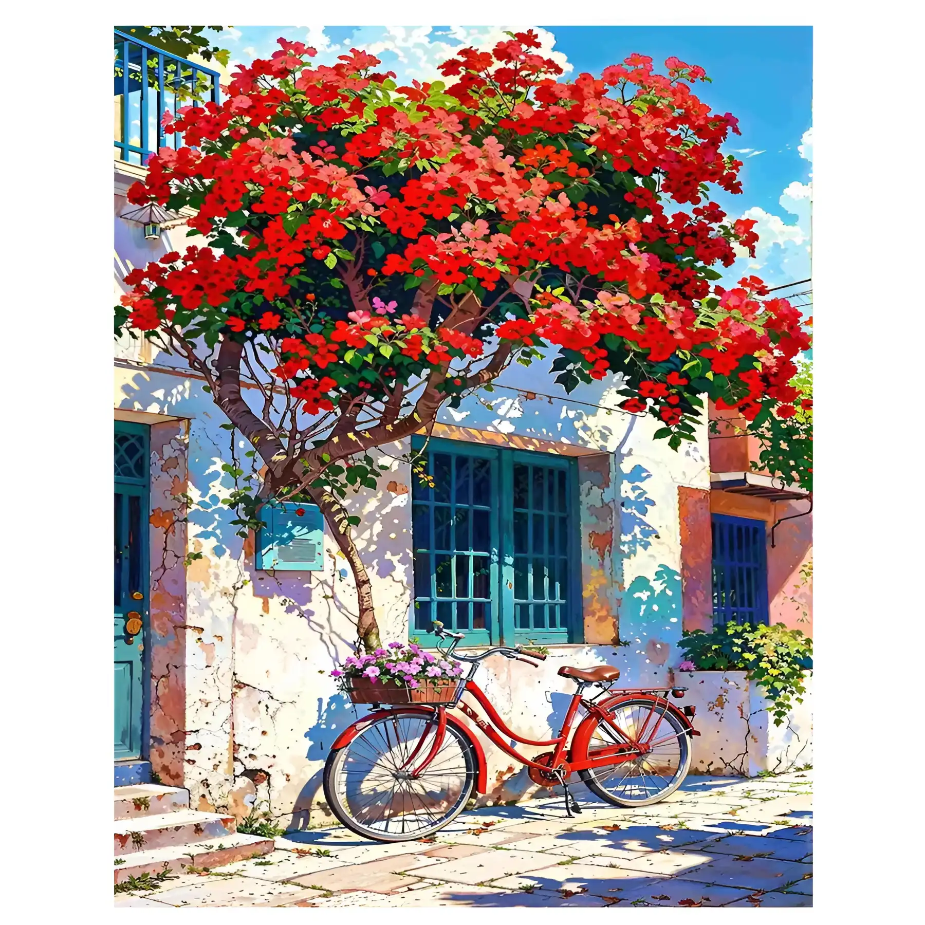 Paint-by-numbers canvas – Red Rose Tree design – 35x30 cm
