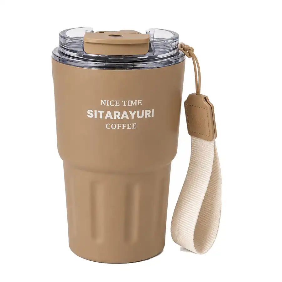 Sitara travel mug, dual-mode model, capacity 360 ml, brown color