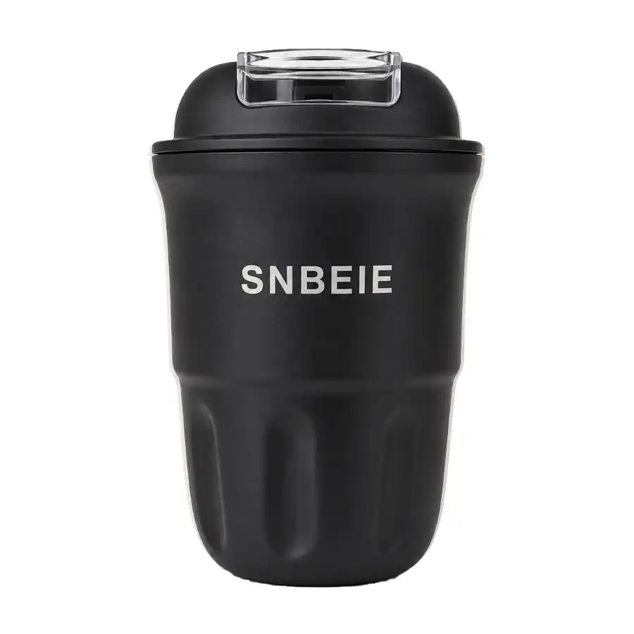 Snbeie Travel Mug with Strap, 420ml Capacity, Black