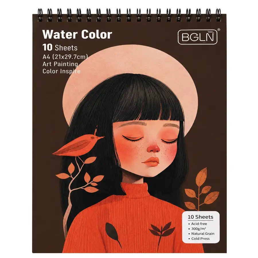 A4 watercolor drawing notebook, baby girl design