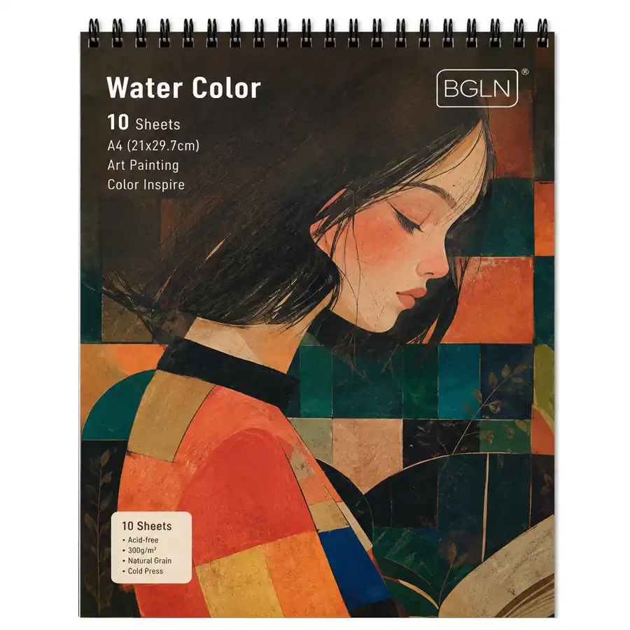 A4 watercolor drawing notebook, watercolor girl design