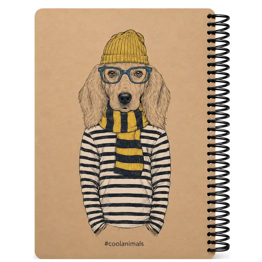 A6 lined notebook, 100 sheets, dot note, dog in a hat model