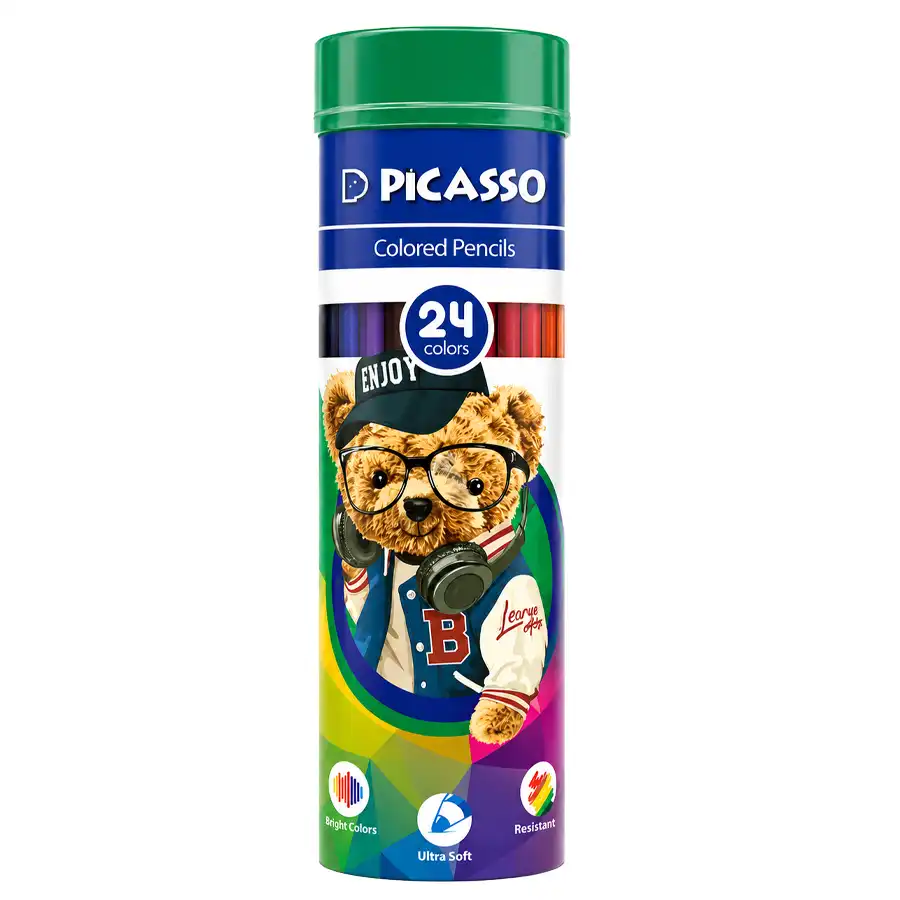 Picasso 24-Color Colored Pencils – Cylindrical Metal Tin