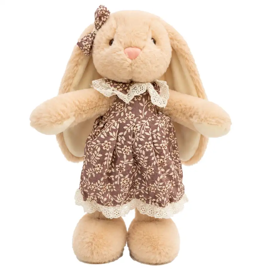 Polish rabbit doll in floral dress, 30 cm
