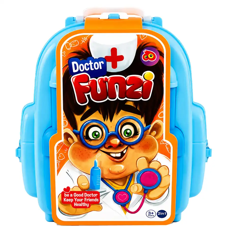 Boy's fantasy backpack toy, medical model