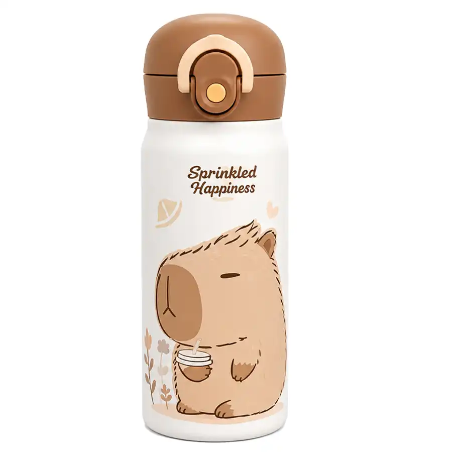 Travel mug, Kabi Para, two-position model, capacity 350 ml, brown color