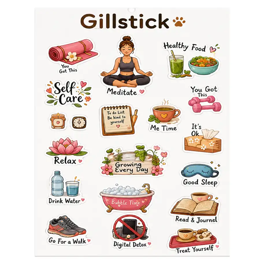 Single-sheet simple self-care themed sticker
