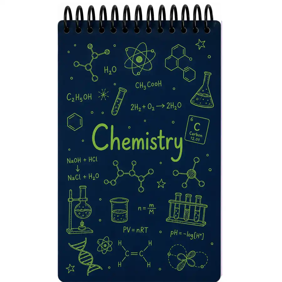 A6 Dot-Grid Notebook, 100 Sheets, "Chemistry" Model, Navy Blue