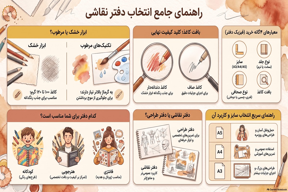 راهنمای انتخاب دفتر نقاشی