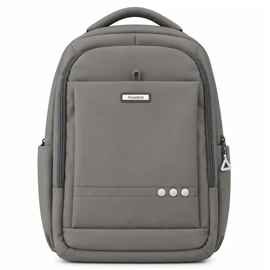 _0000_backpack کوله پشتی سه دکمه رنگ طوسی - Image 1