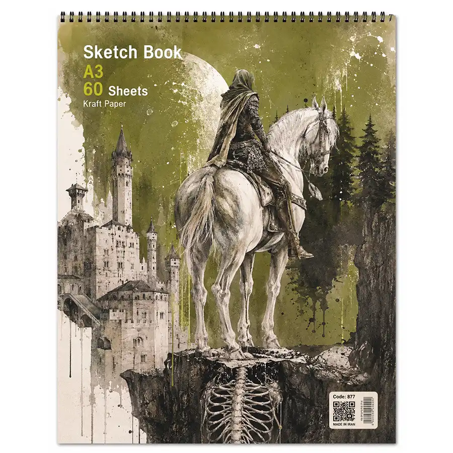 A3 watercolor drawing notebook of a horseman