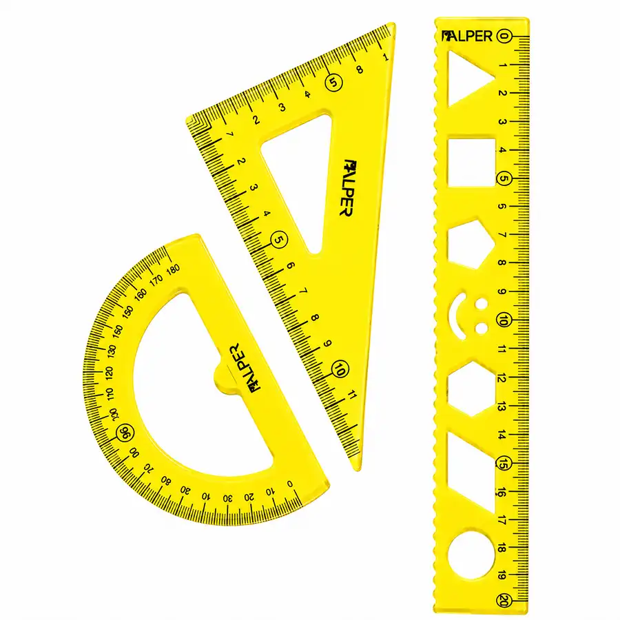 M. Alper ruler, protractor and protractor set, yellow color