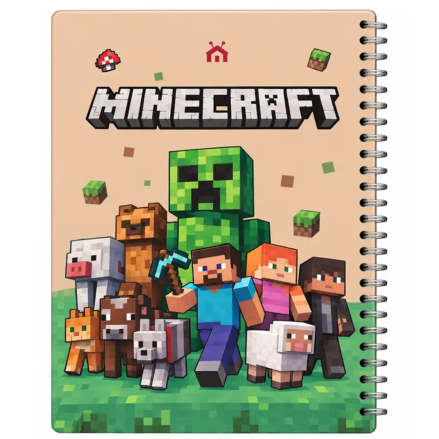 60-page, Minecraft-style, seedling notebook with margins, design number 1