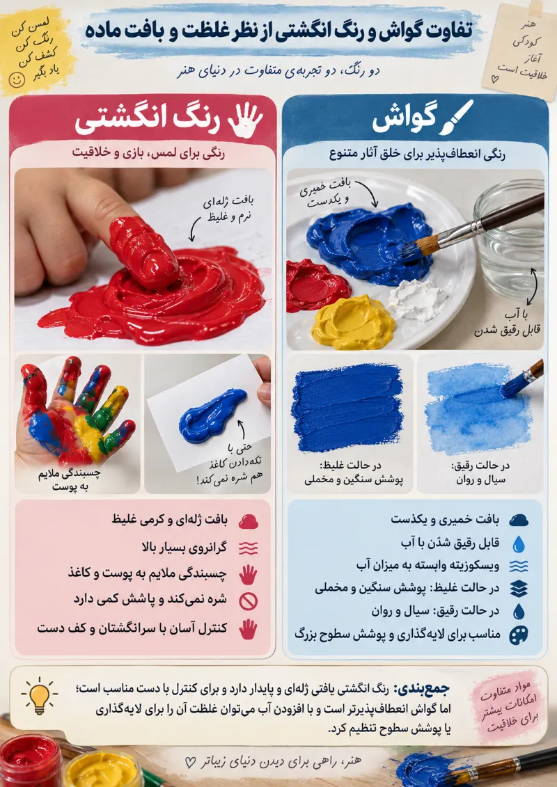 گواش و رنگ انگشتی از نظر